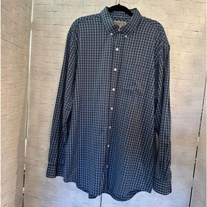 Duluth Trading Co Sport  Comfort Blue Plaid Check Button down shirt size L tall
